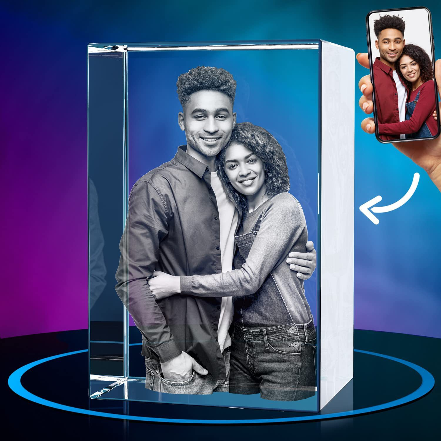 Custom 3D Crystal Photo Engraving Gift - Personalized Laser Etched Keepsake