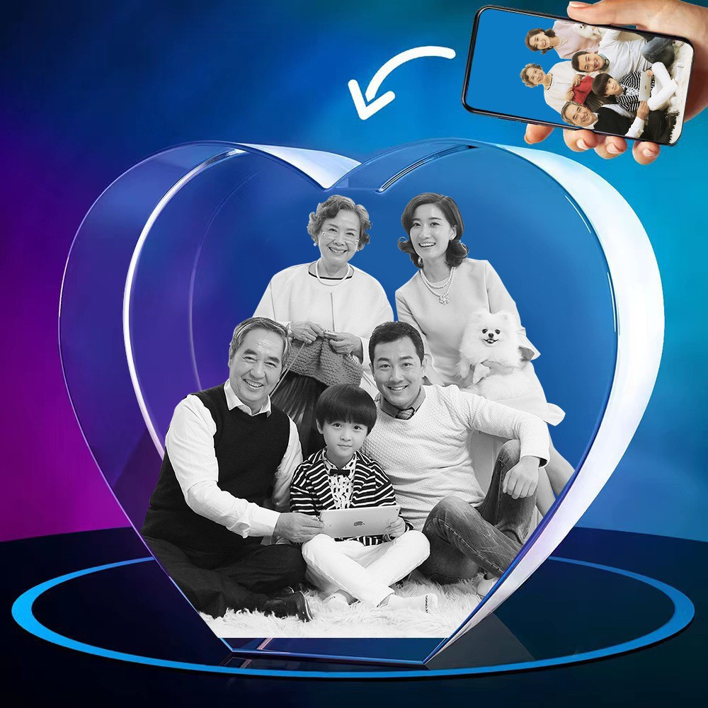 Personalized 3D Crystal Portrait - Custom Photo Laser Engraved Glass Sculpture