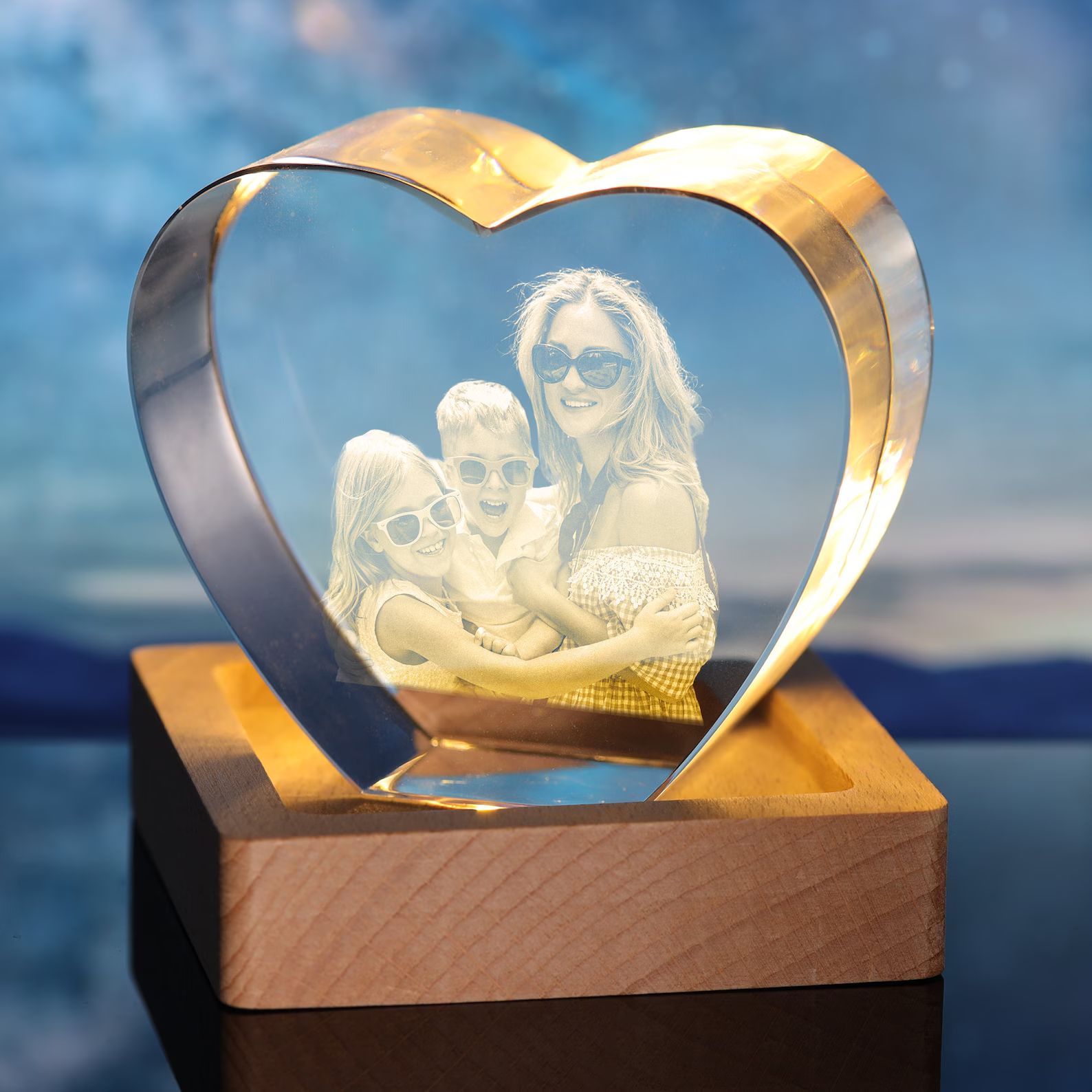 Personalized 3D crystal photo heart shape for lover/pet/family