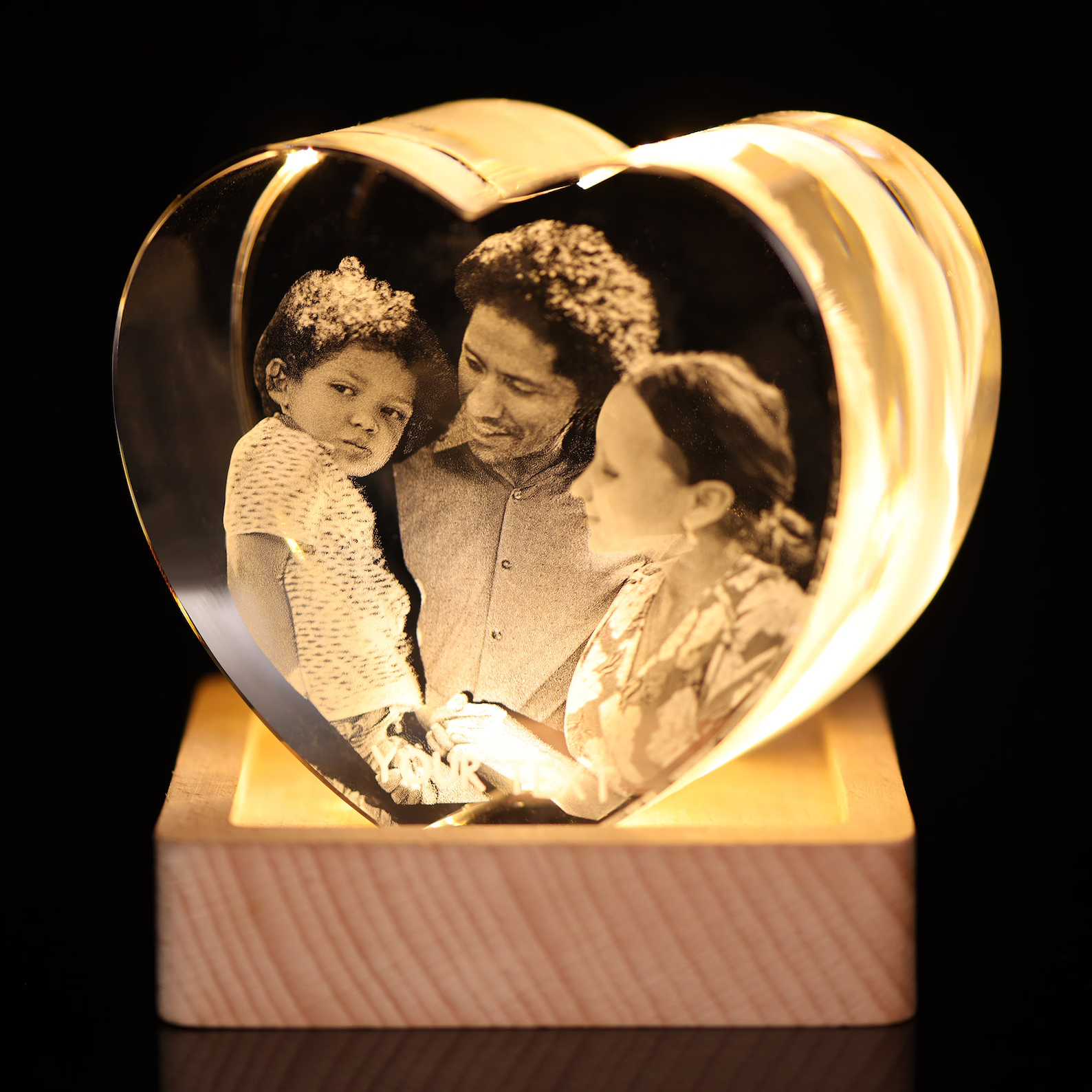 Personalized 3D crystal photo heart shape for lover/pet/family