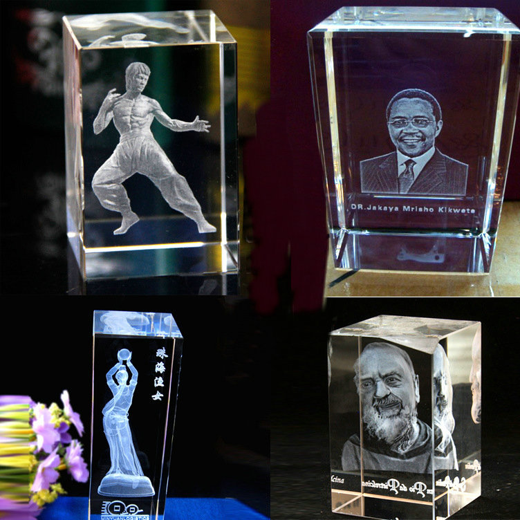 Personalized 3D Crystal Portrait - Custom Photo Laser Engraved Glass Sculpture